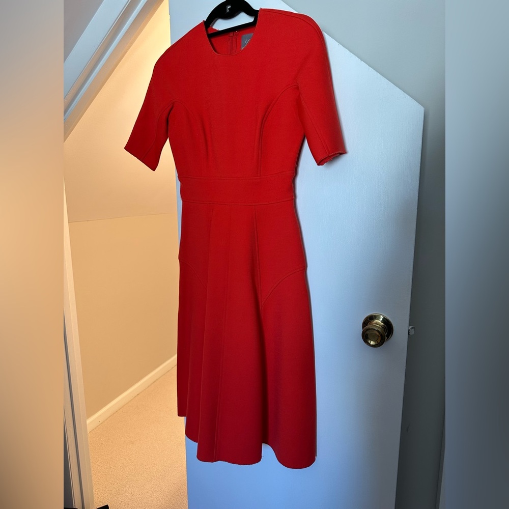 Red A-line wool blend dress - Lela Rose size 0